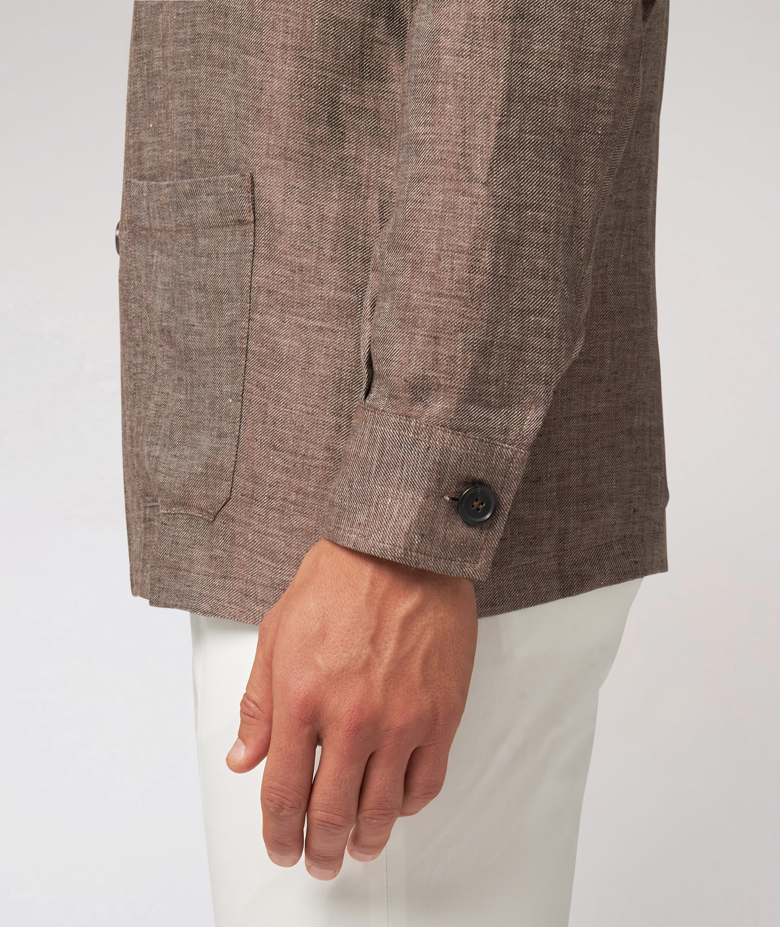 Men's brown overshirt made of 100% Linen twill Men's brown overshirt made of 100% Linen twill